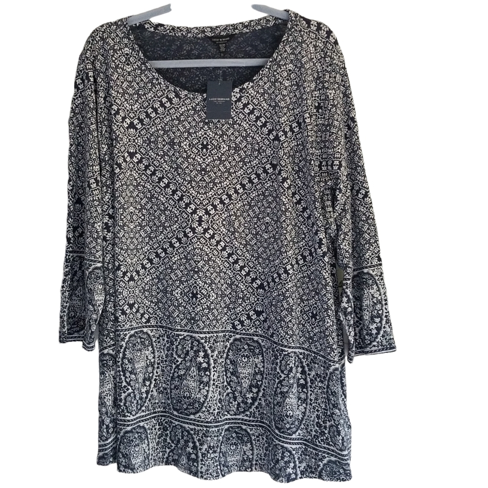 NWT Lucky Brand Tunic Top Floral Cotton Modal Size 1X